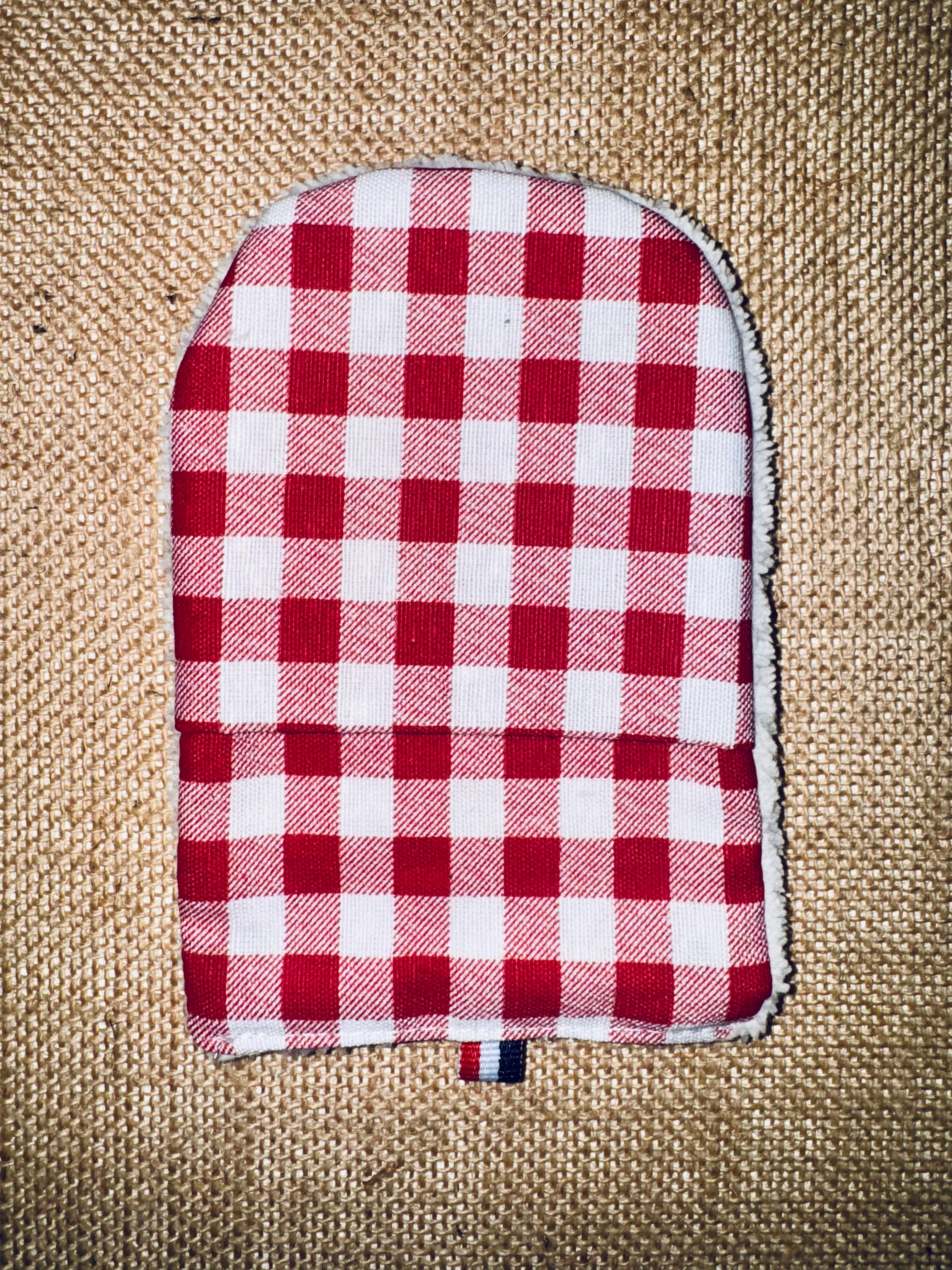 Gant de toilette en éponge bambou Vichy Rouge / Blanc