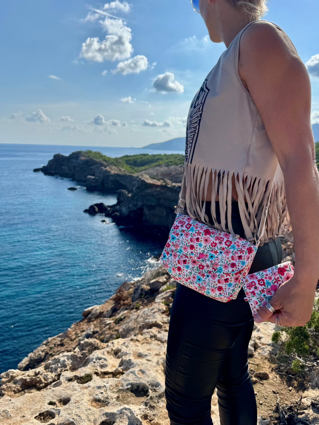 Sac bandoulière motif floral