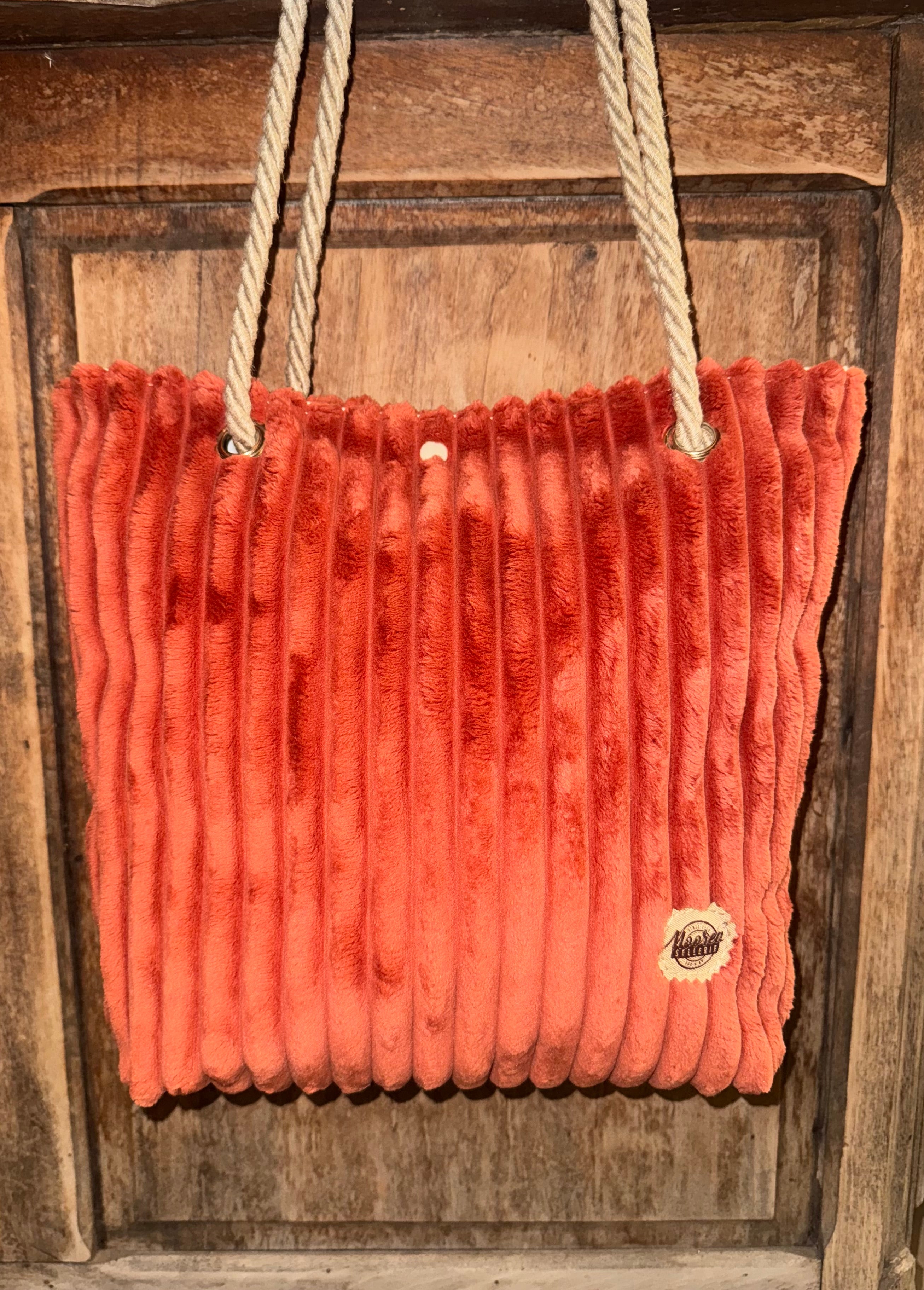 Grand Sac bandoulière en Velours Terracotta