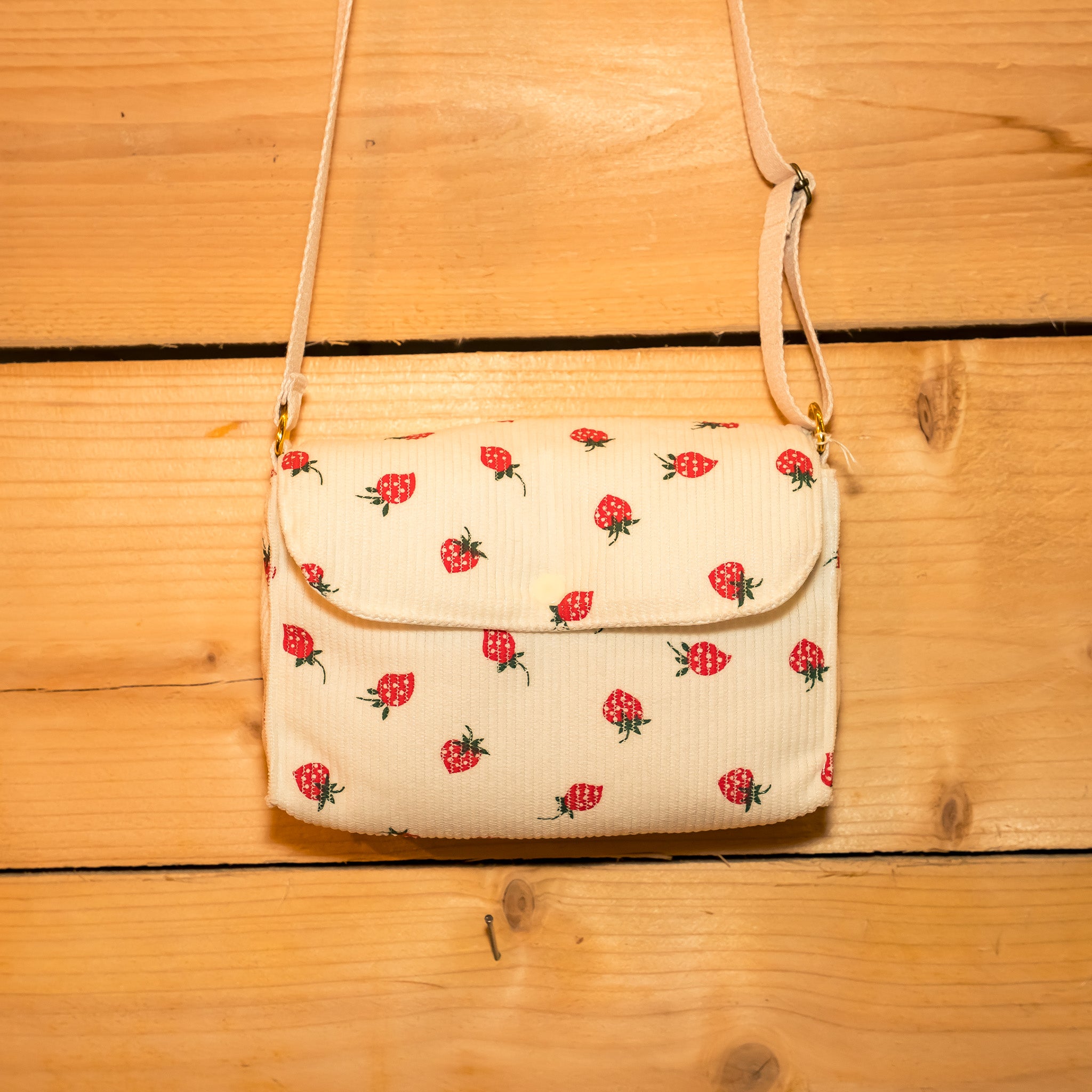 Sac bandoulière en Velours Fraises