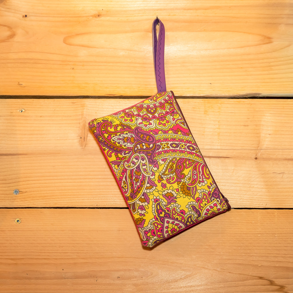 Pochette Plate Simili Violet / Tissu motifs Arabesques