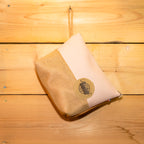 Pochette trapèze - simili rose poudré / jute