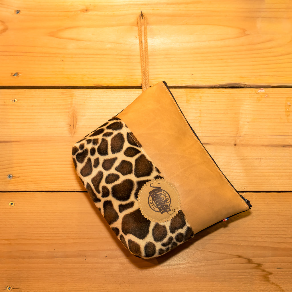 Pochette trapèze - tissu fourrure girafe