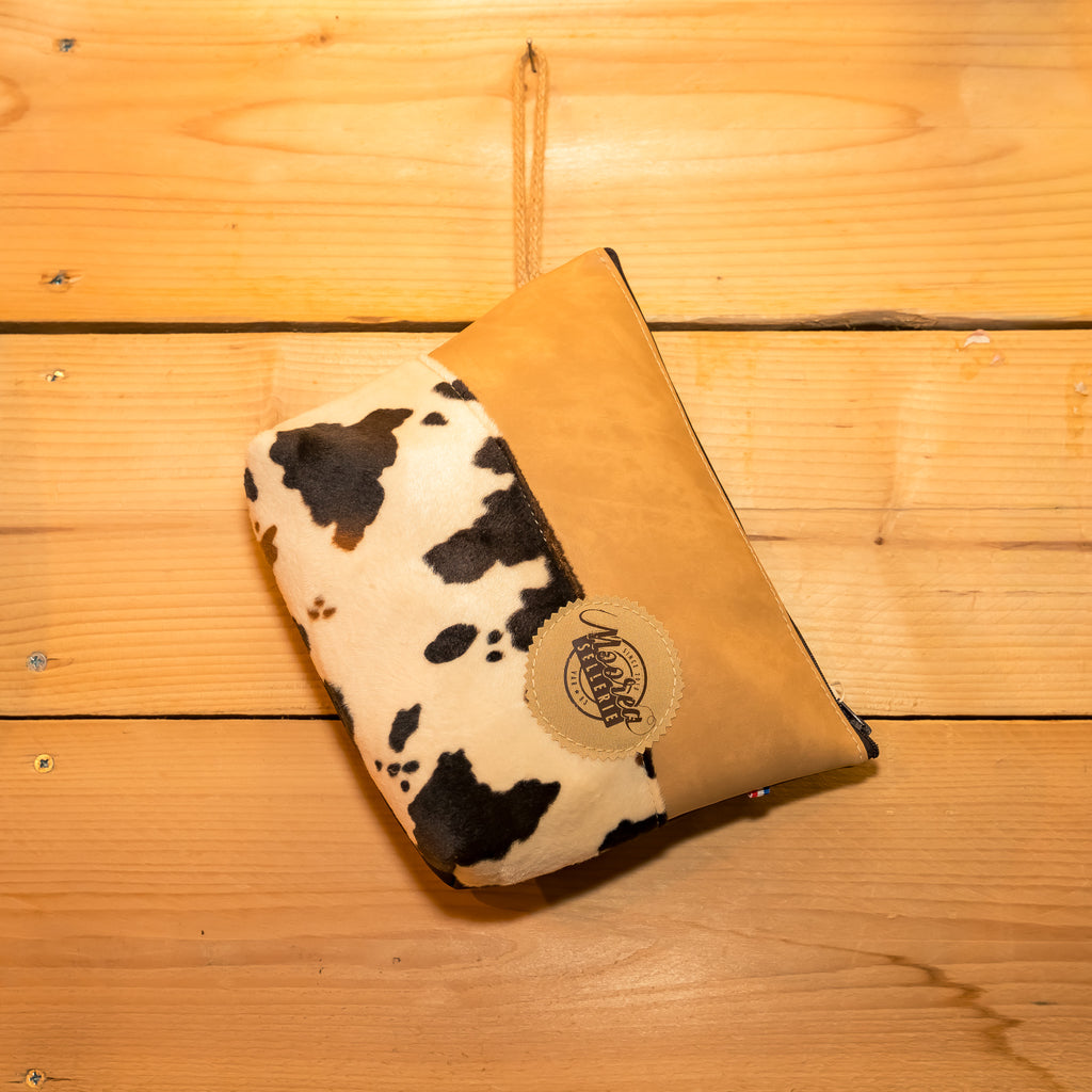 Pochette trapèze - tissu fourrure vache