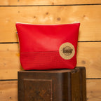 Trousse de toilette trapèze Femme - Rouge et Beige