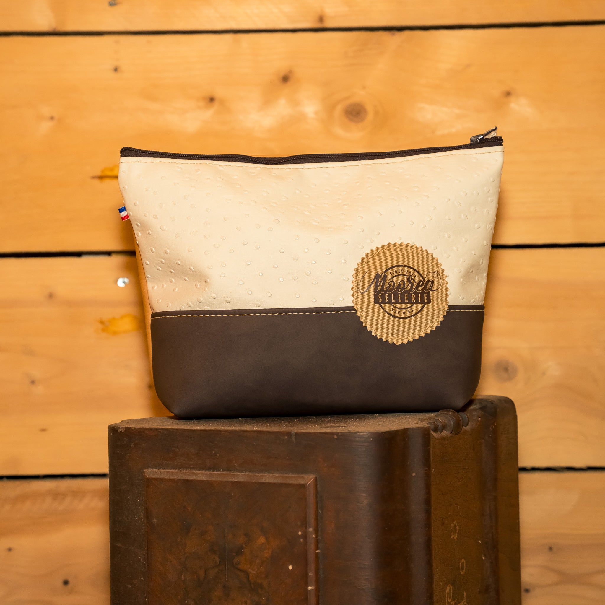 Trousse de toilette trapèze Femme - Autruche blanc