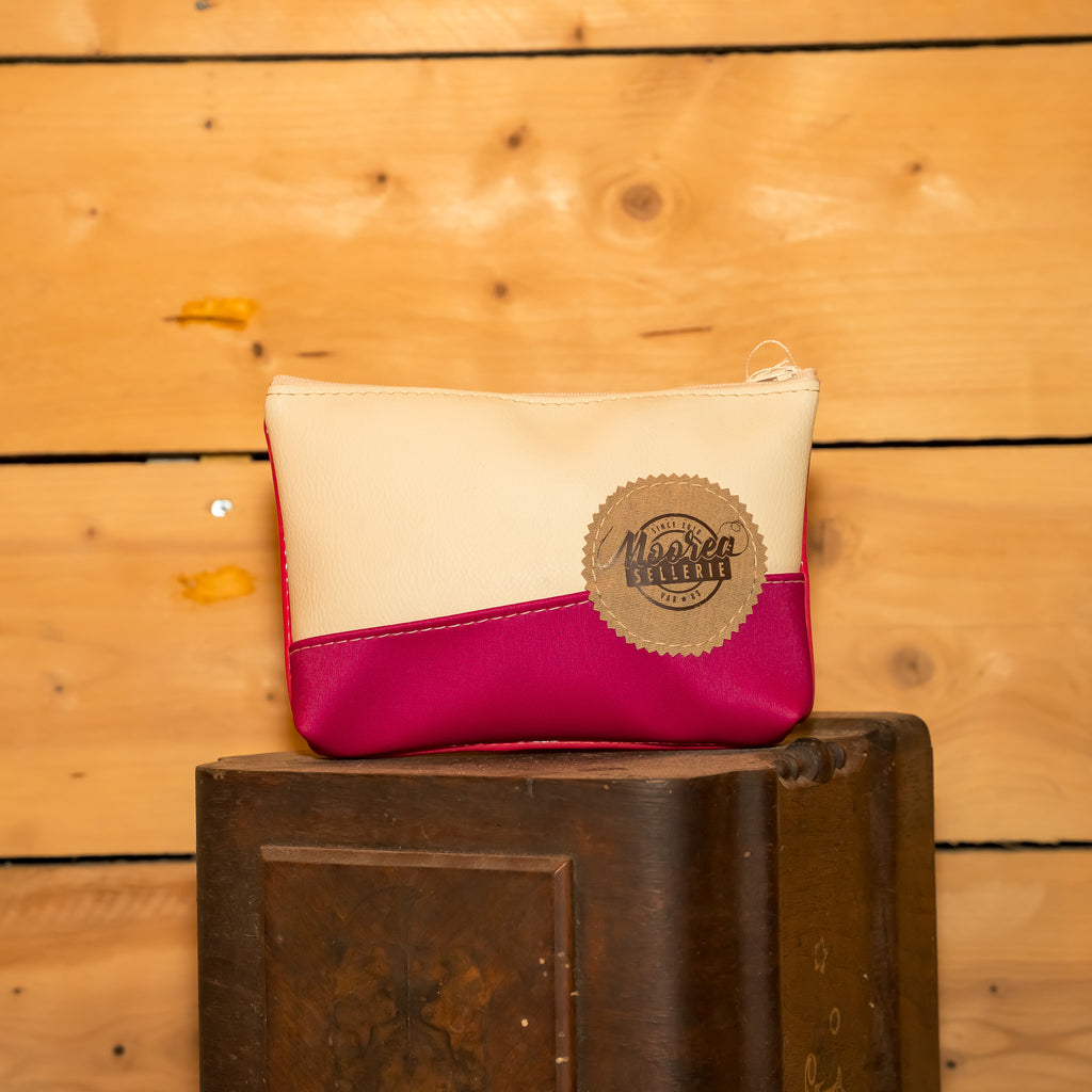 Trousse de toilette trapèze Femme - beige et rose