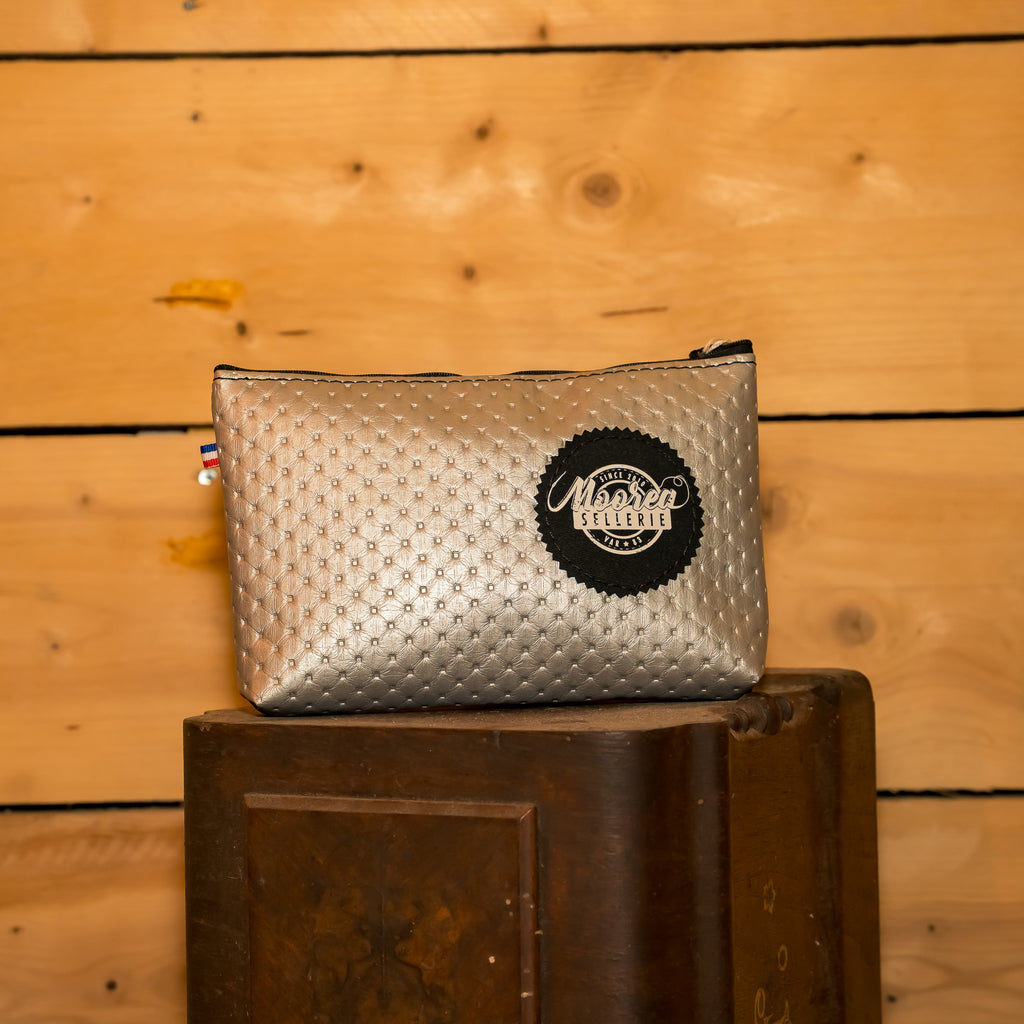 Trousse de toilette trapèze Femme - Capiton gris