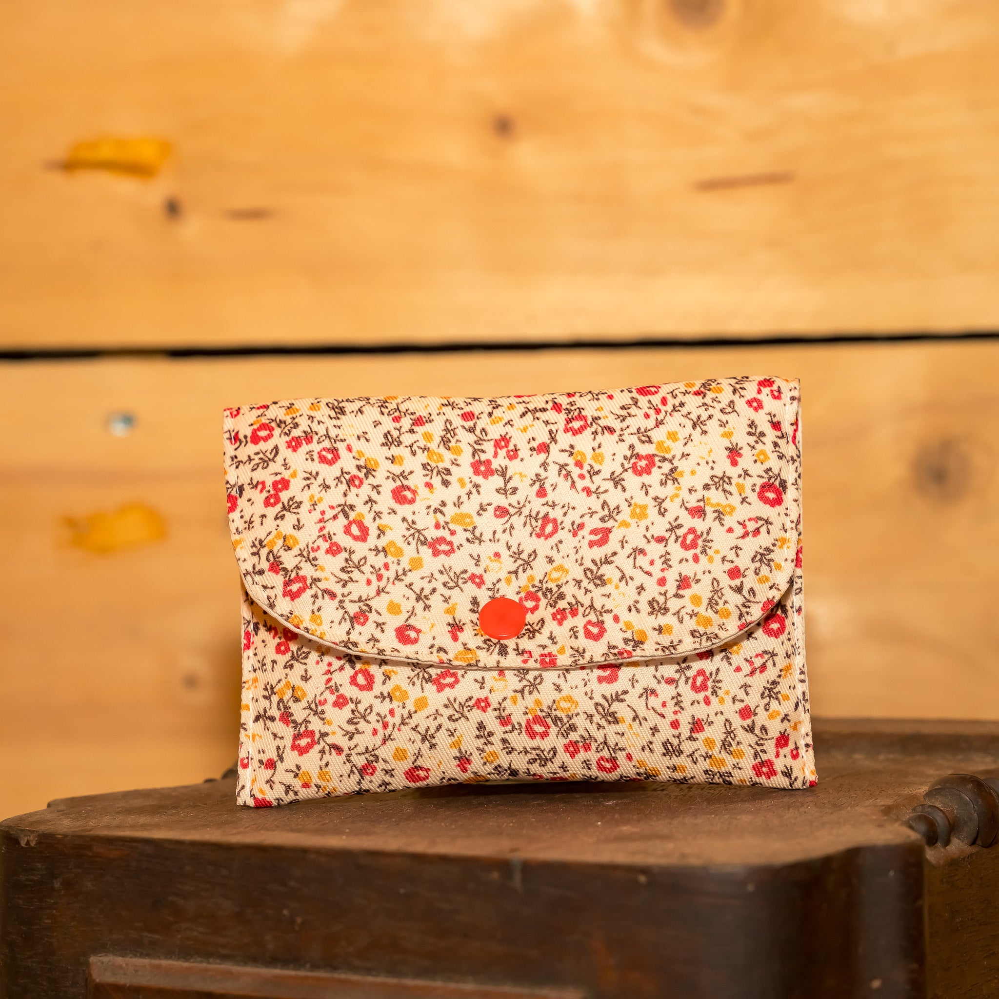 Mini Pochette Tissu Floral Rouge