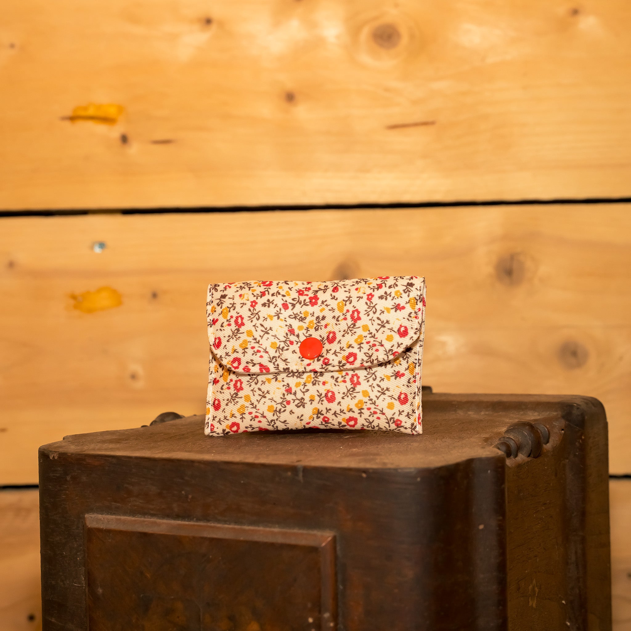 Porte Monnaie Tissu Floral Rouge