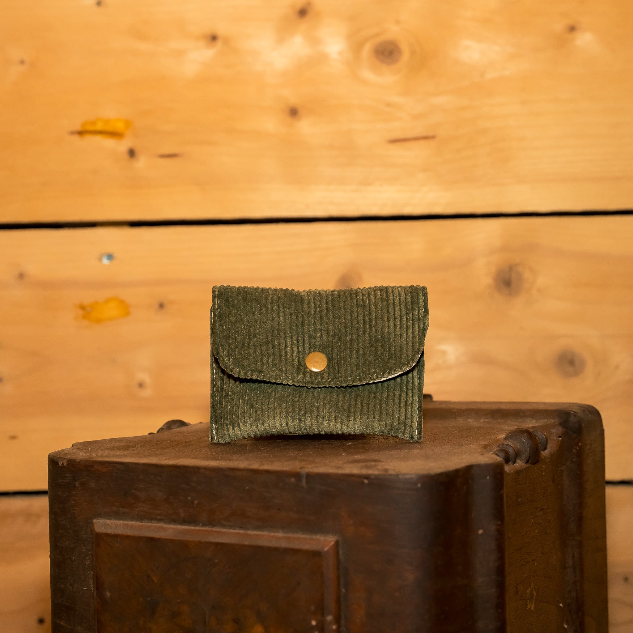 Porte Monnaie Velours kaki