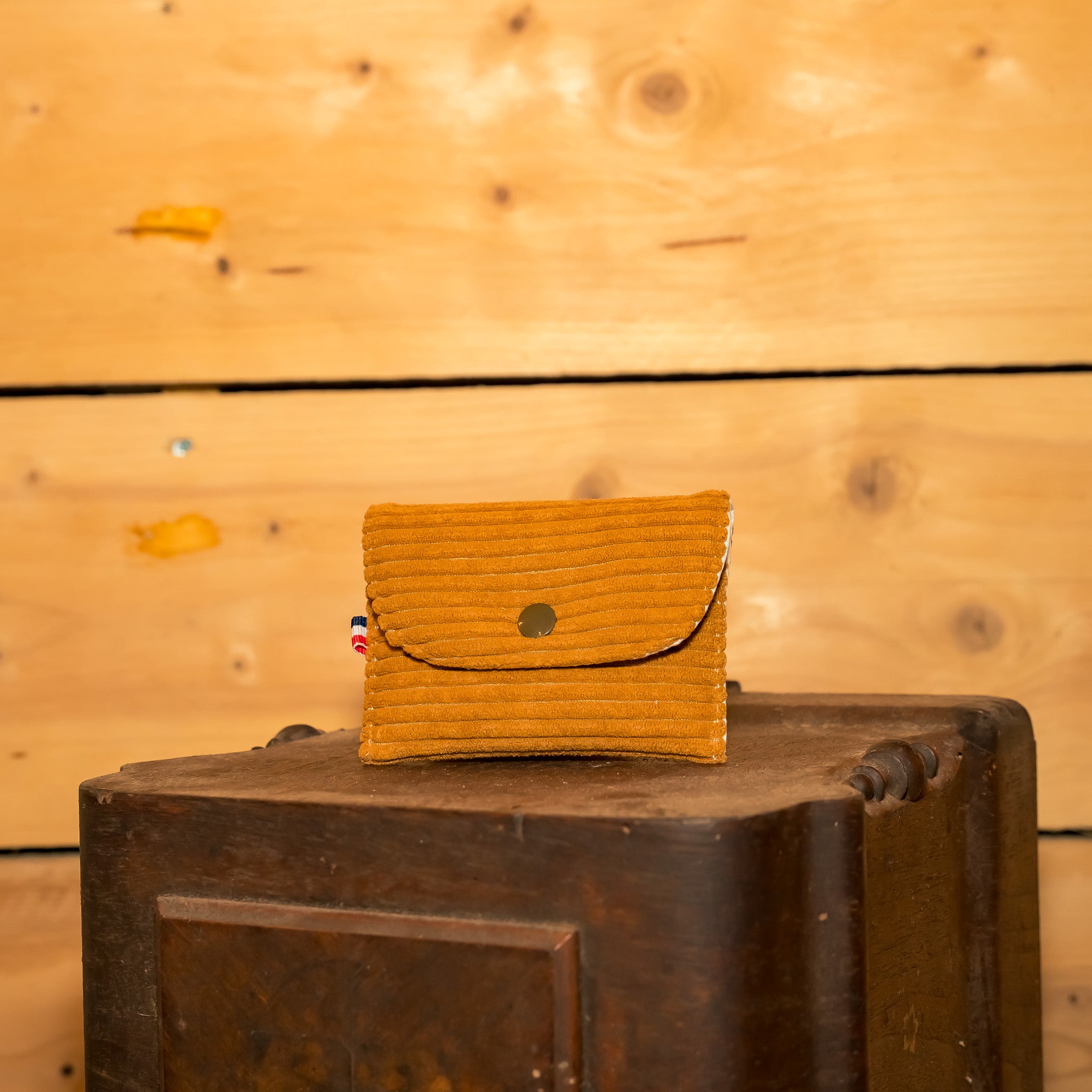 Porte Monnaie Velours Ocre