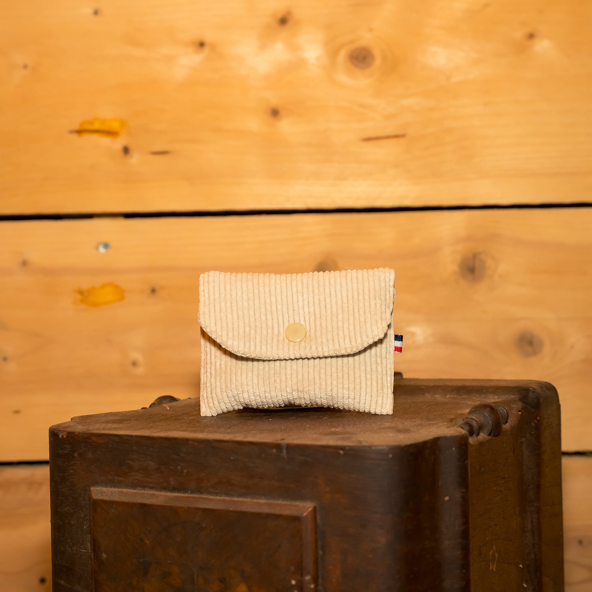 Porte Monnaie Velours Beige