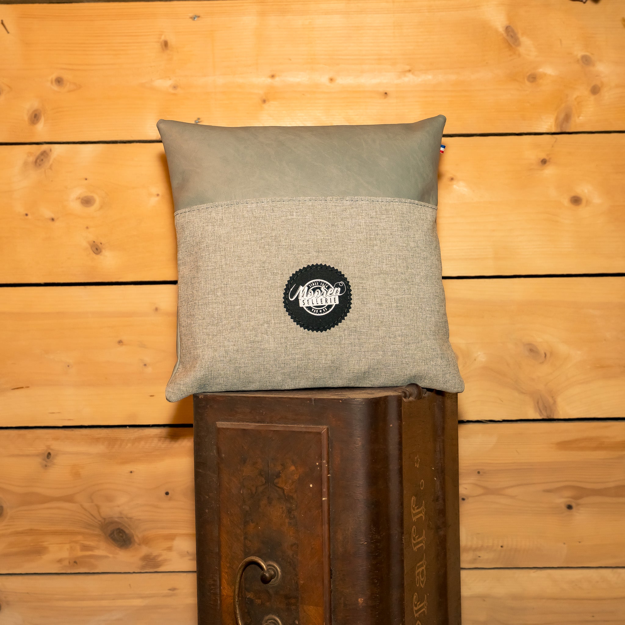 Coussin décoratif Simili Gris / Tissu Gris Chiné