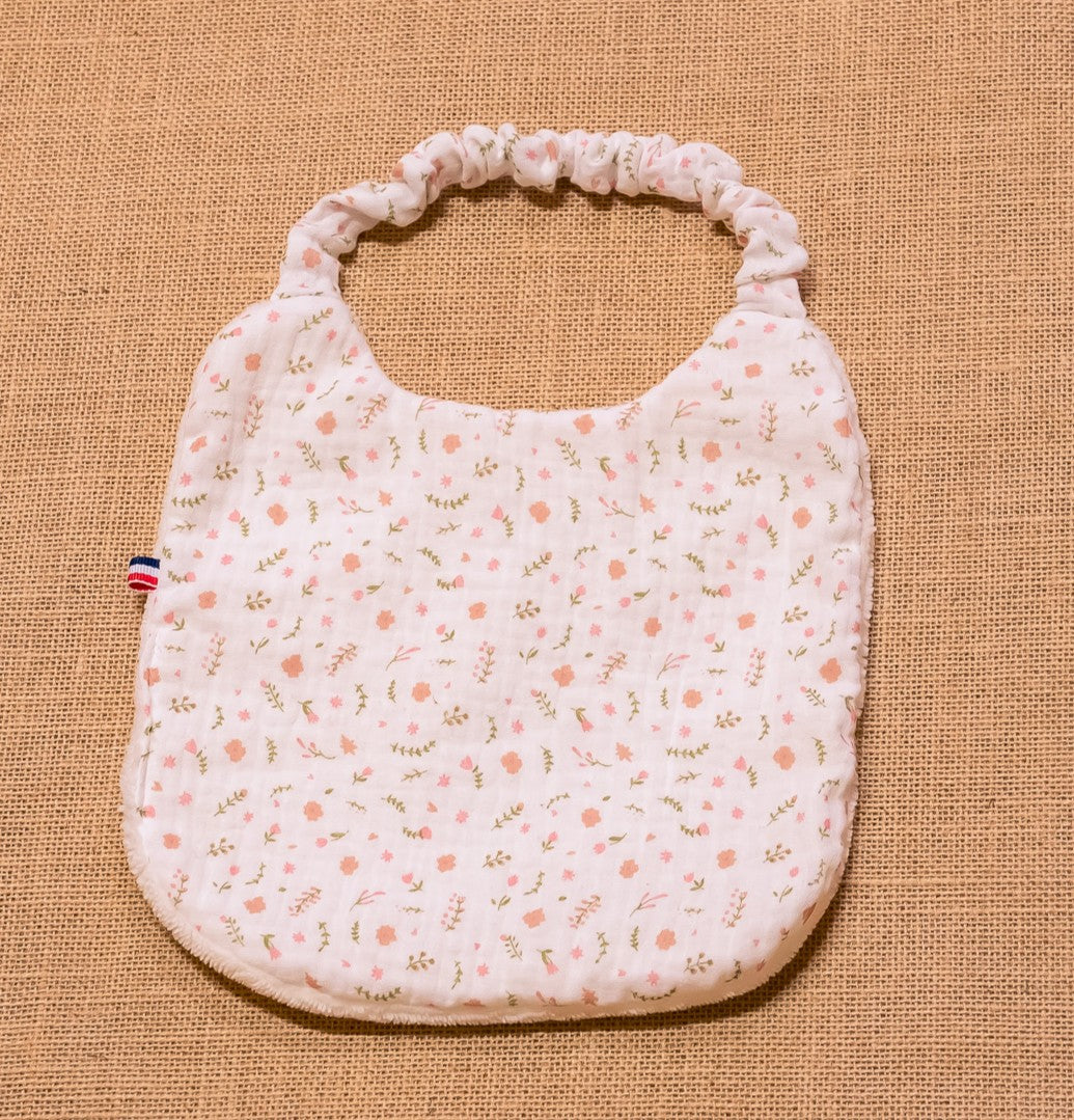 Bavoir Elastique Gaze de Coton rose poudré
