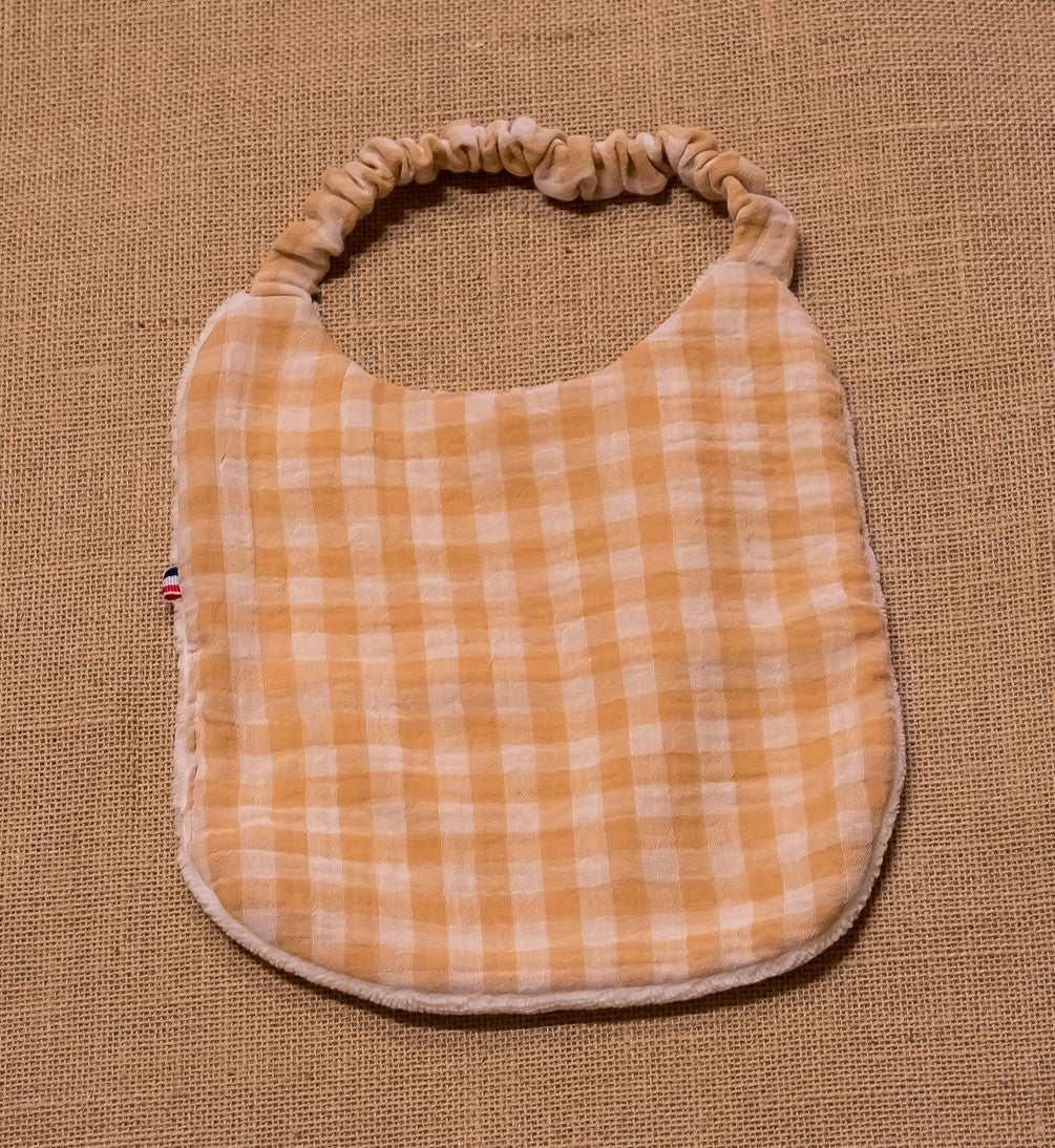 Bavoir Elastique Vichy Jaune / Blanc