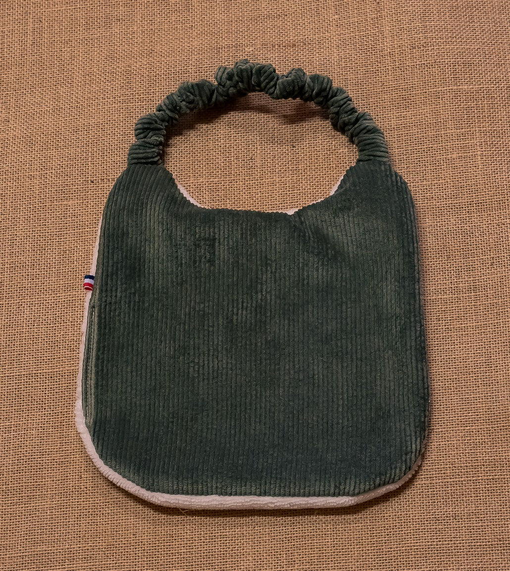 Bavoir Elastique Velours Kaki