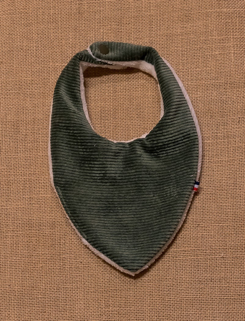 Bavoir Bandana Velours Kaki