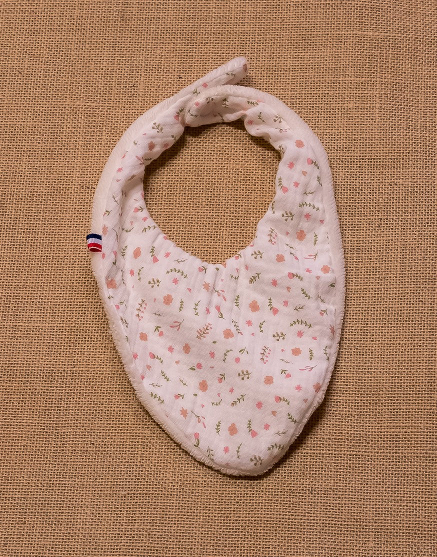Bavoir Bandana Gaze de Coton Rose Poudré