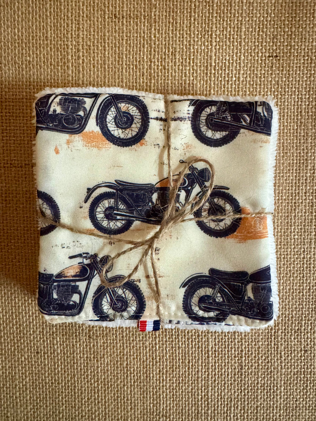 Cotons réutilisables en éponge bambou x4 Tissu Moto