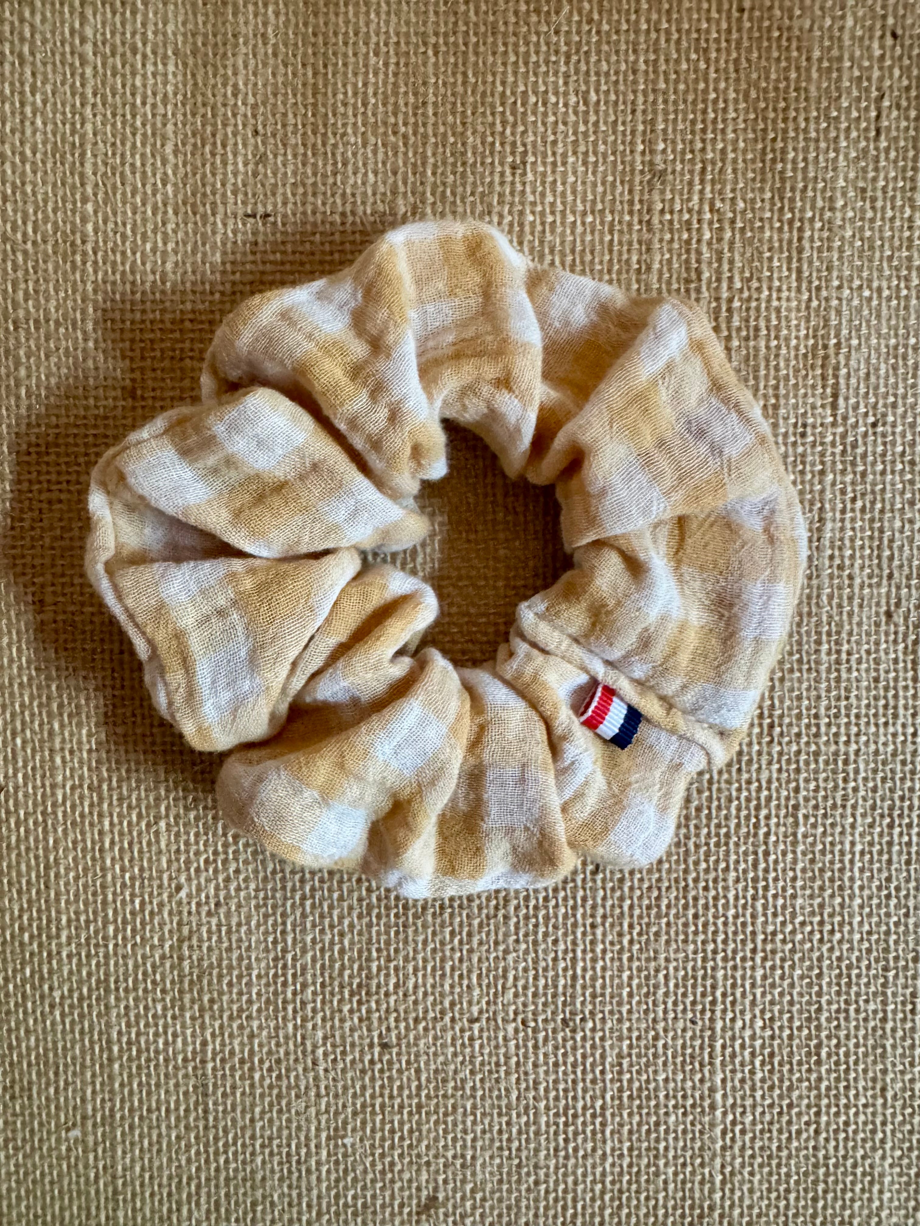 Grand chouchou Tissu Vichy Jaune / Blanc