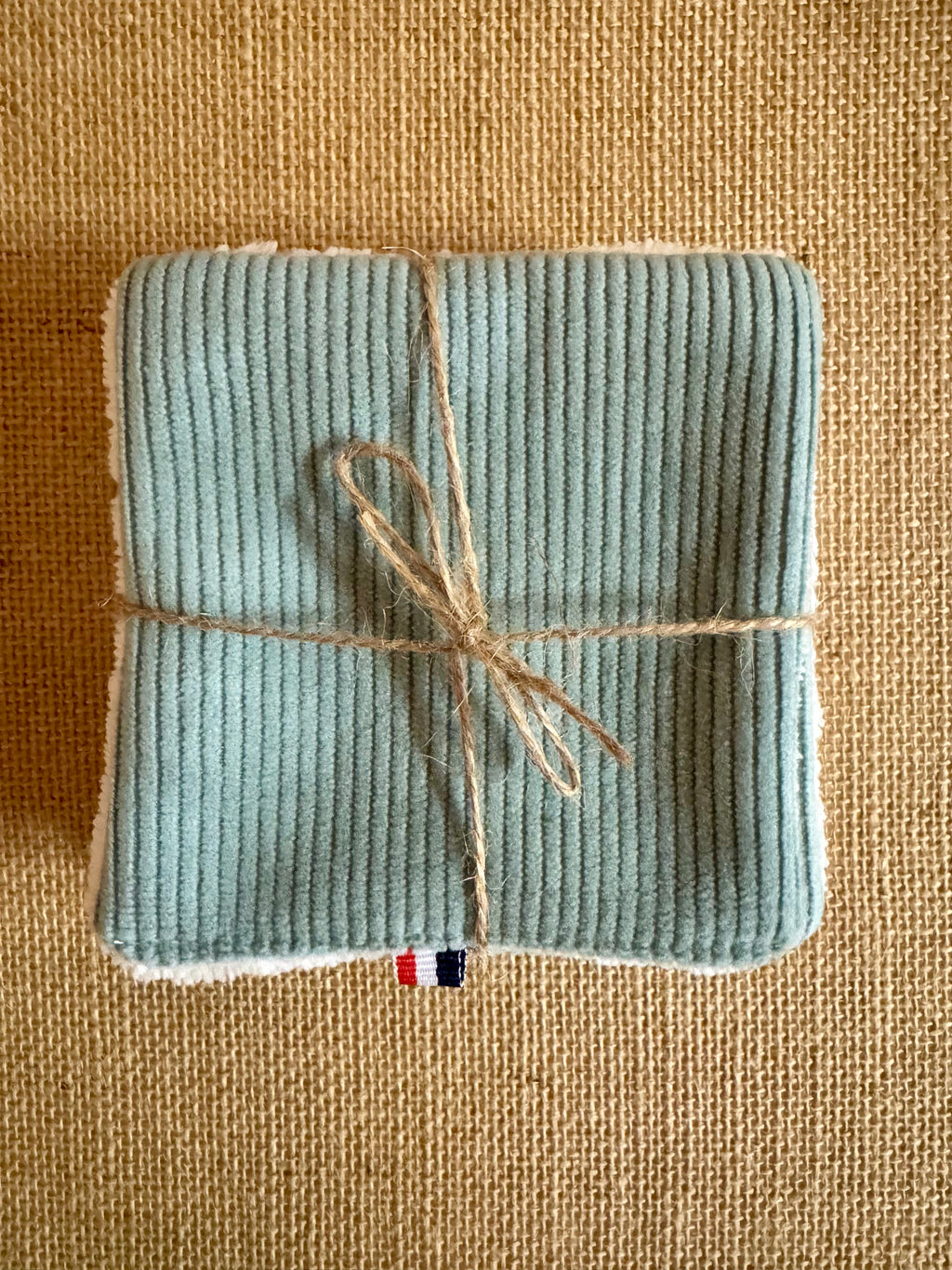 Cotons réutilisables en éponge bambou x4 Velours Bleu Ciel