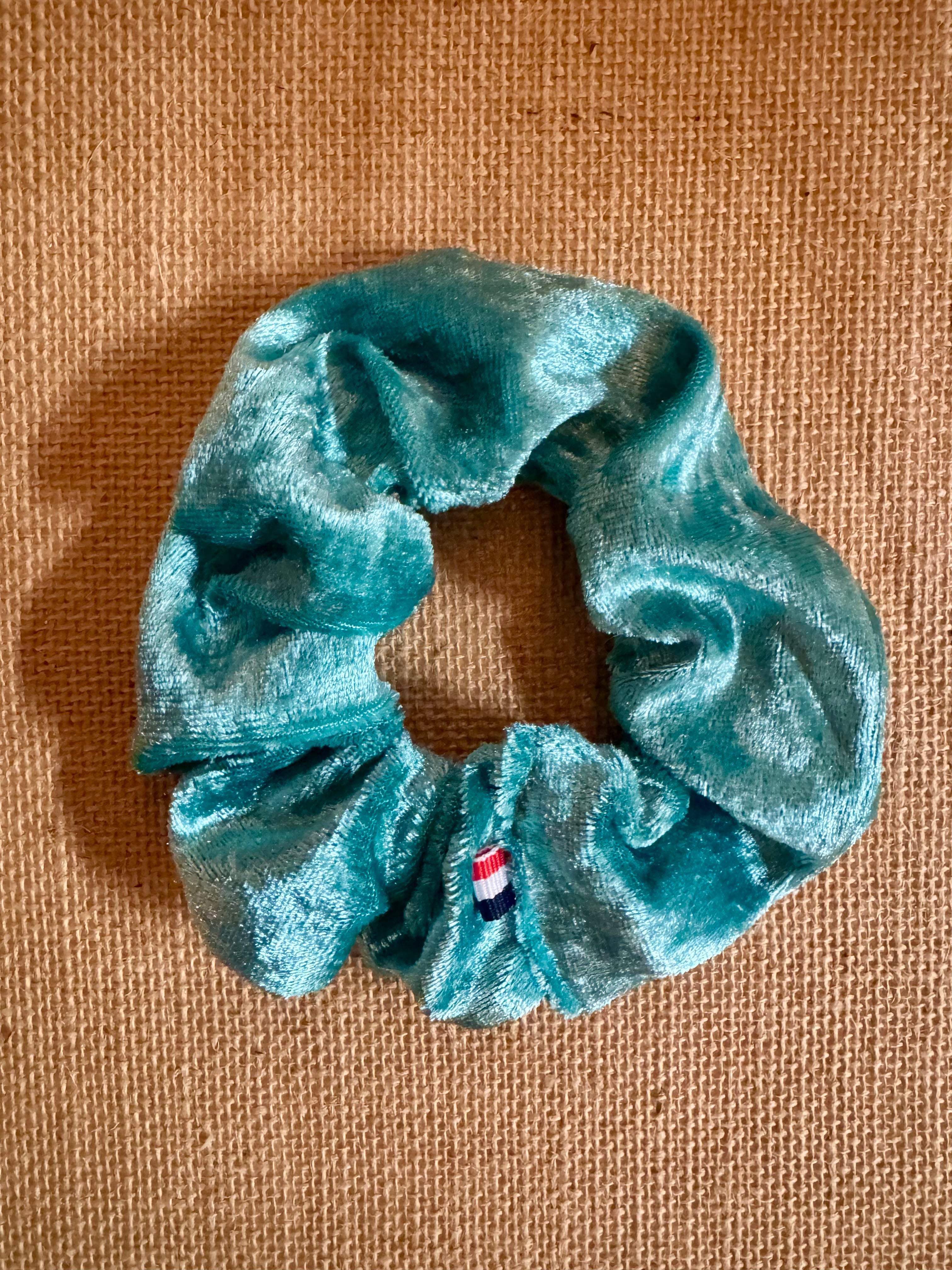 Grand chouchou Velours Turquoise