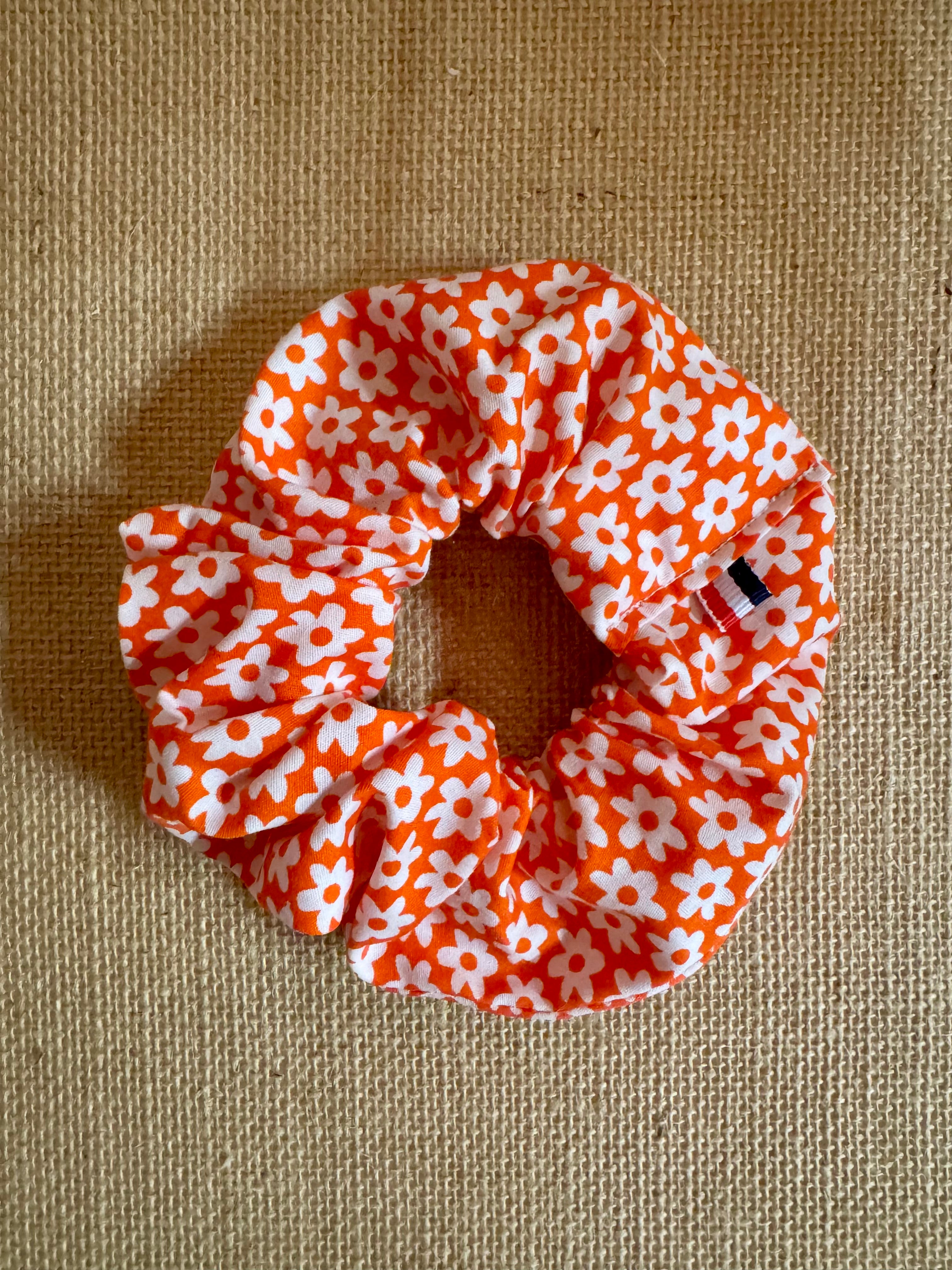 Grand chouchou Vintage Orange Fleurs