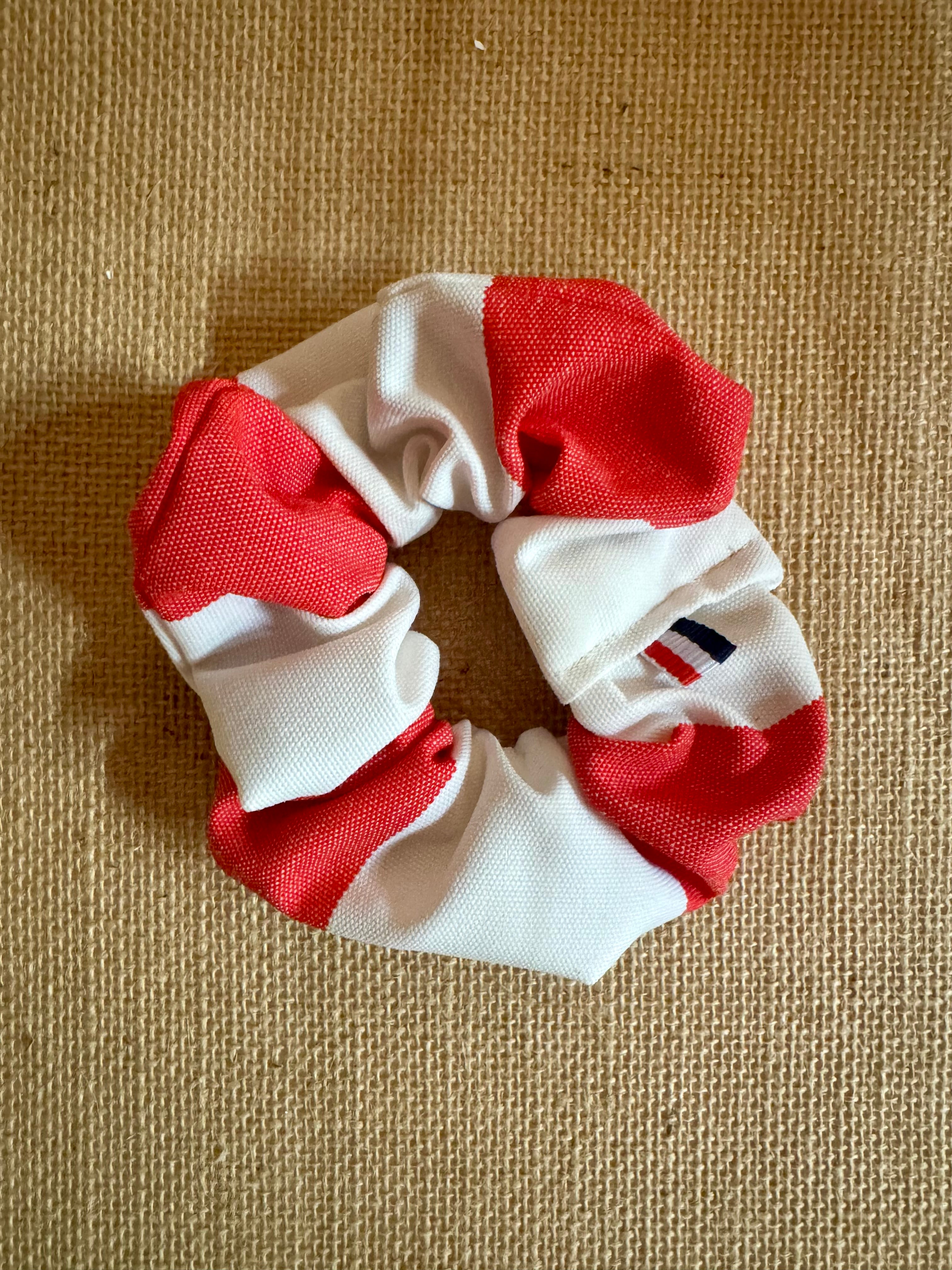 Grand chouchou Tissu épais Blanc / Corail