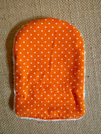 Gant de toilette en éponge bambou Vintage Orange Pois Blancs