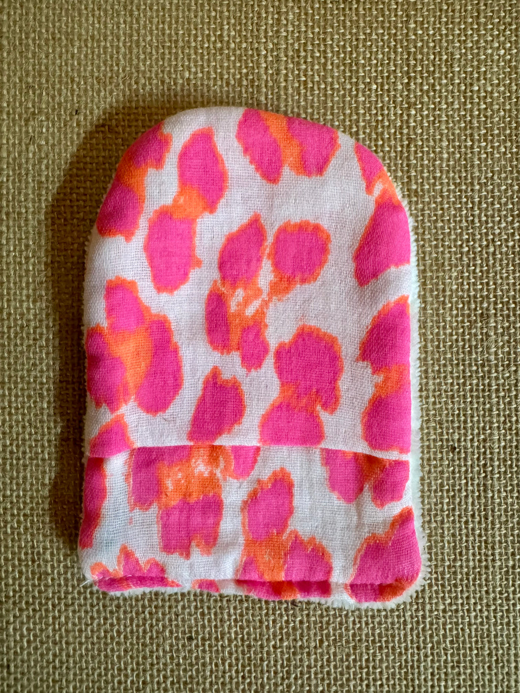Gant de toilette en éponge bambou Léopard Fuschia et Orange