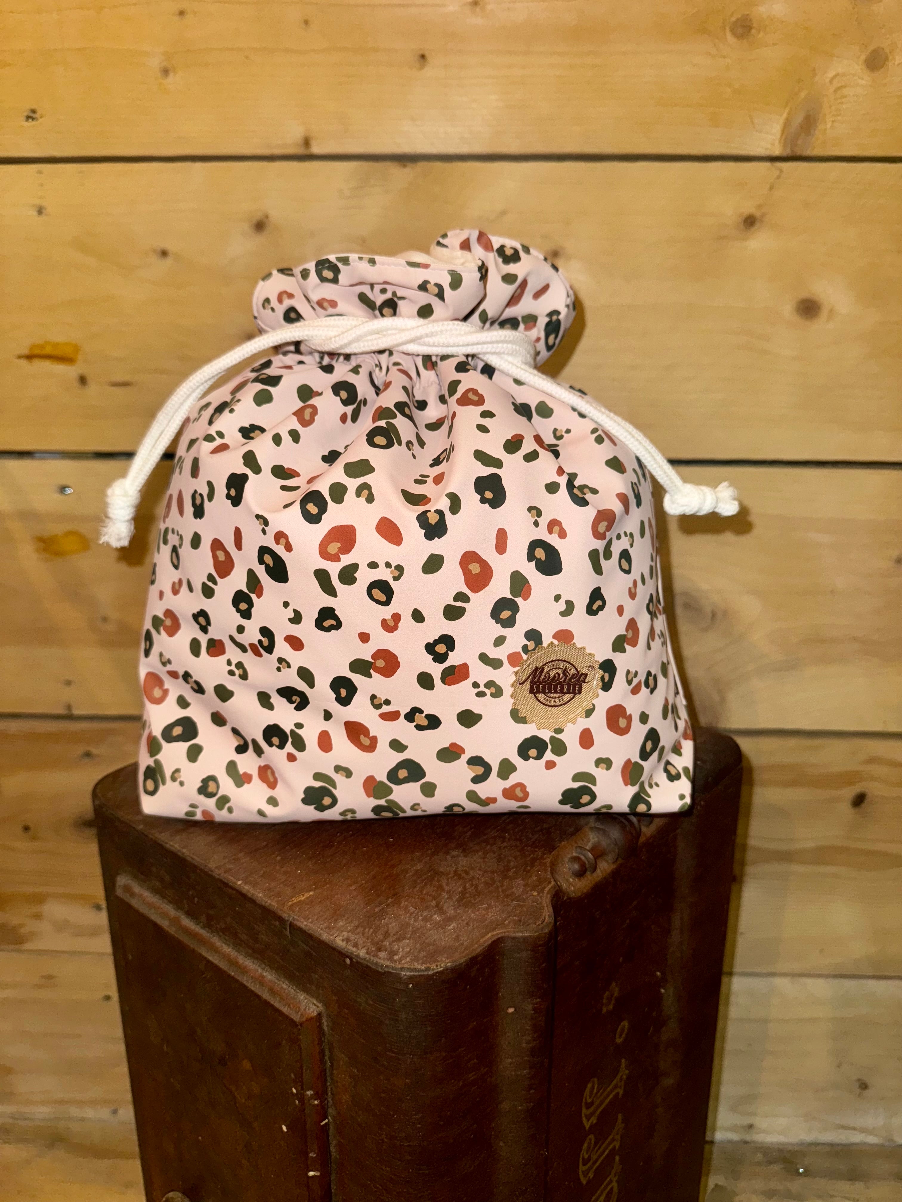 Trousse Bourse Toile Imperméable Léopard Rose