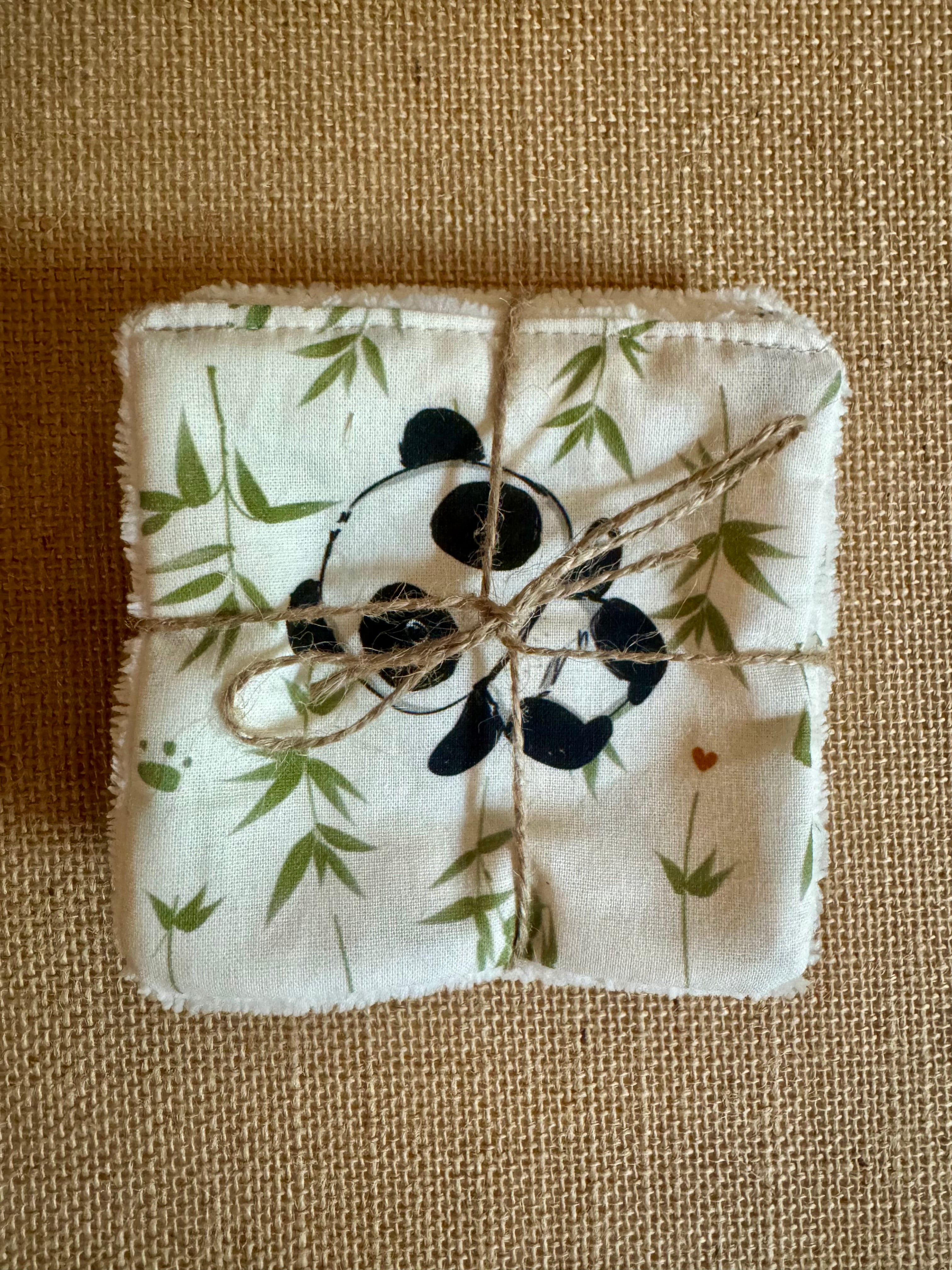 Cotons réutilisables en éponge bambou x4 Panda