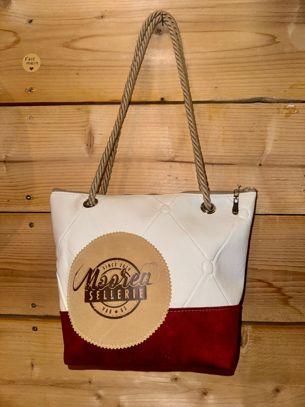 Sac trapézoïdal bandoulière à corde Suédine bordeaux