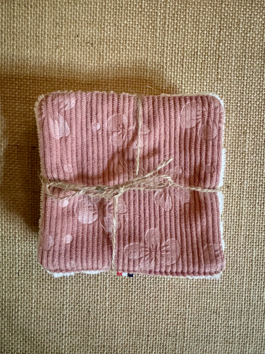 Cotons réutilisables en éponge bambou x4 Velours Rose motifs Fleurs