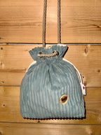 Sac Bandoulière Bourse Velours Bleu Grandes Cotes