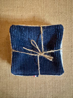 Cotons réutilisables en éponge bambou x4 Velours Bleu Marine