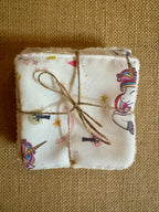 Cotons réutilisables en éponge bambou x4 Licorne