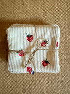 Cotons réutilisables en éponge bambou x4 Velours Fraises