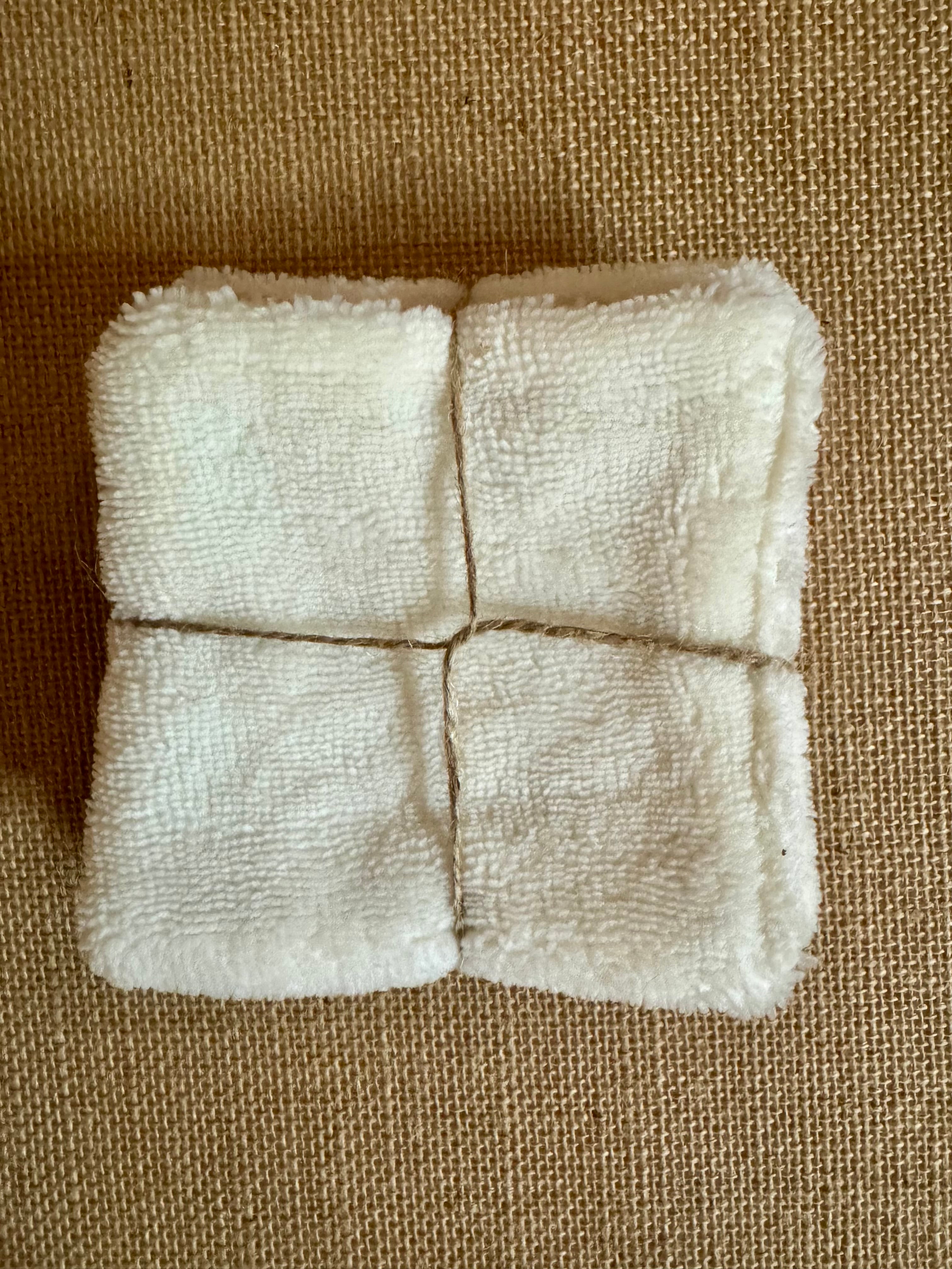 Cotons réutilisables en éponge bambou x4 Vichy Rouge / Blanc