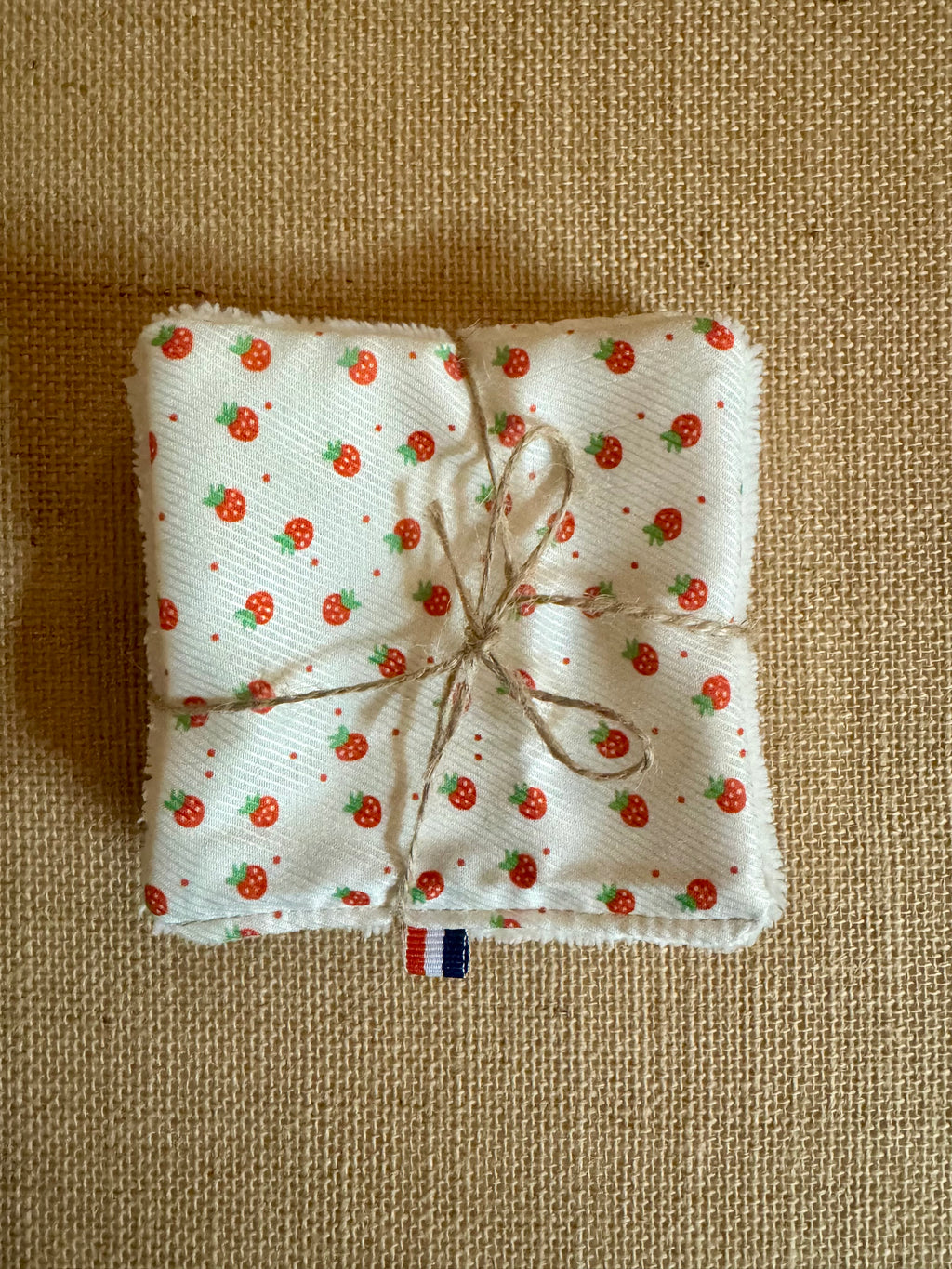 Cotons réutilisables en éponge bambou x4 Petites Fraises