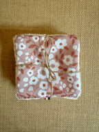 Cotons réutilisables en éponge bambou x4 Floral Beige