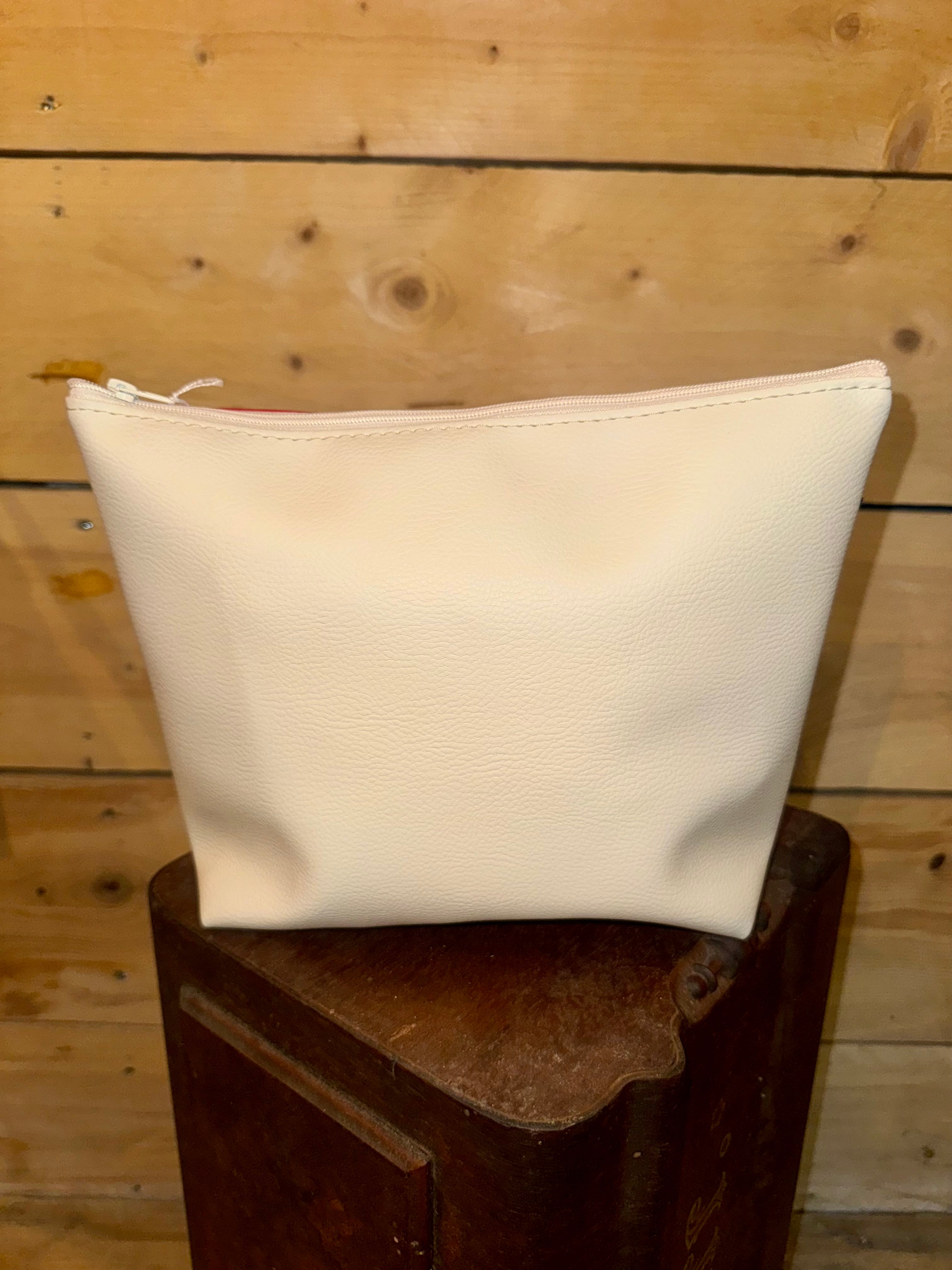 Trousse de toilette trapèze Femme - Rouge et Beige