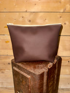 Trousse de toilette trapèze Femme - Beige et suédine