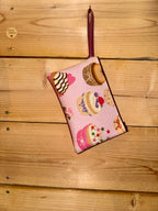 Pochette Plate Simili Fuschia / Tissu Cupcakes