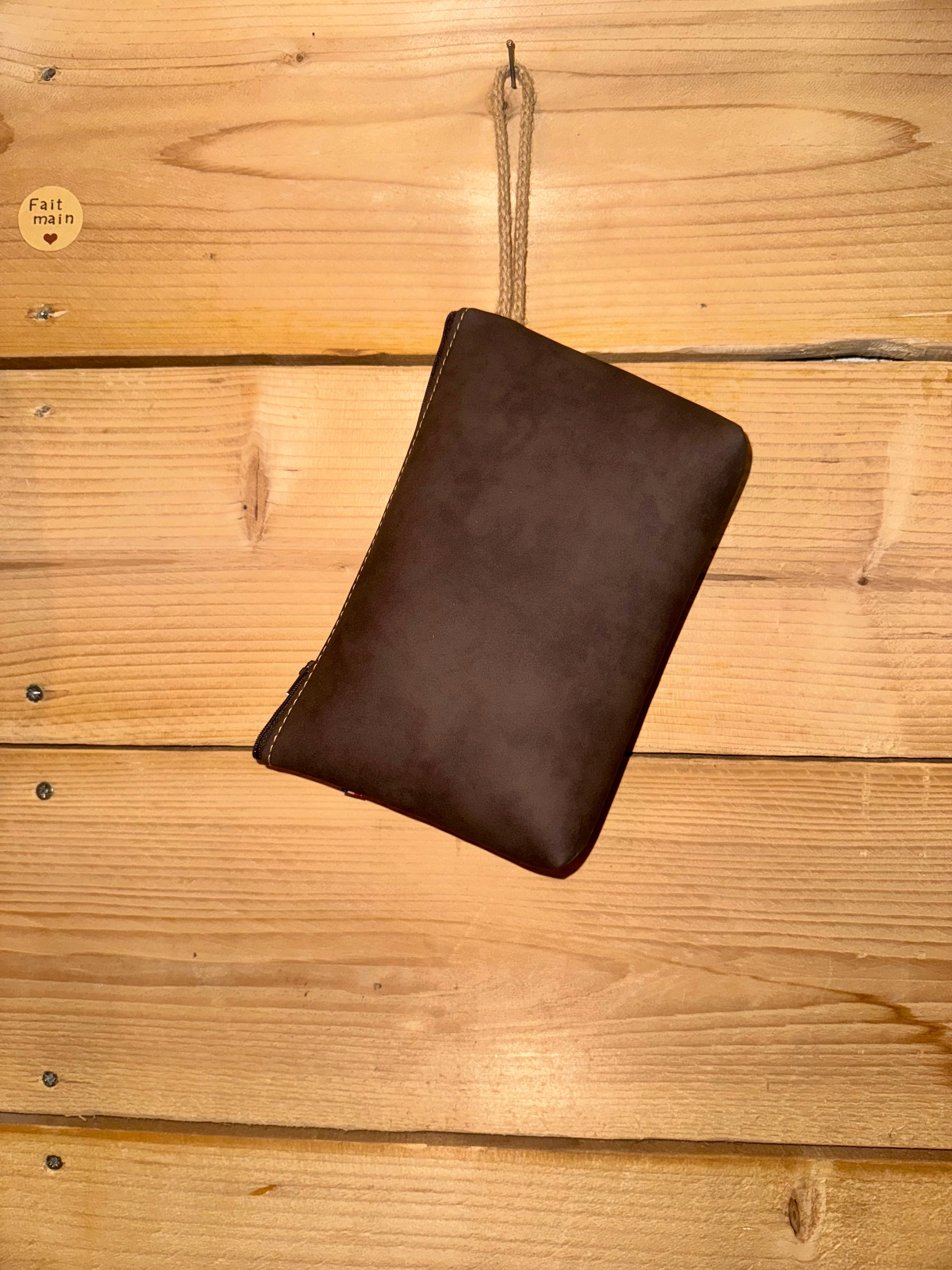 Pochette trapèze - simili turquoise / simili beige