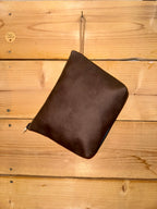 Pochette trapèze - simili turquoise / simili beige