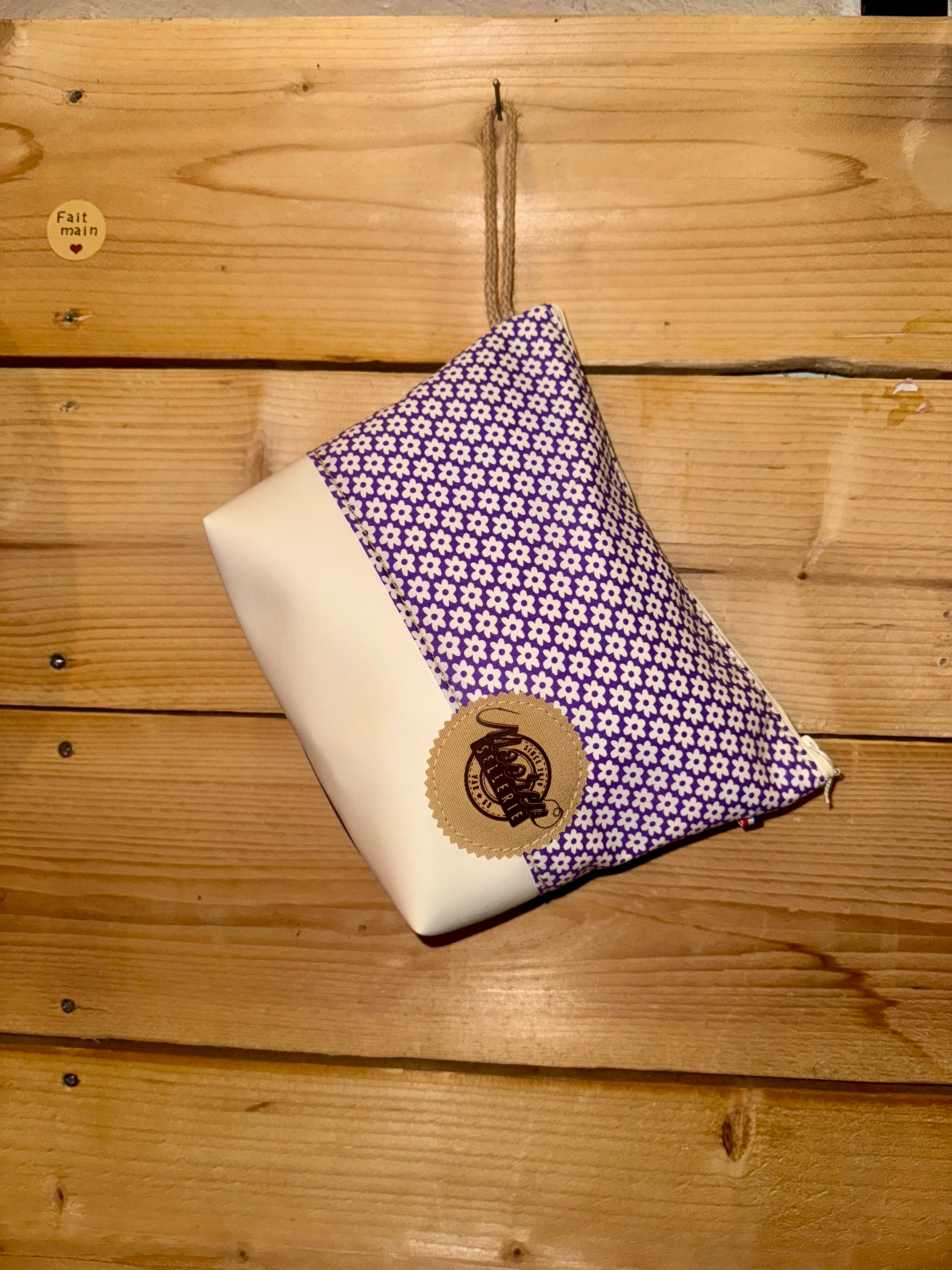 Pochette trapèze - tissu floral vintage violet