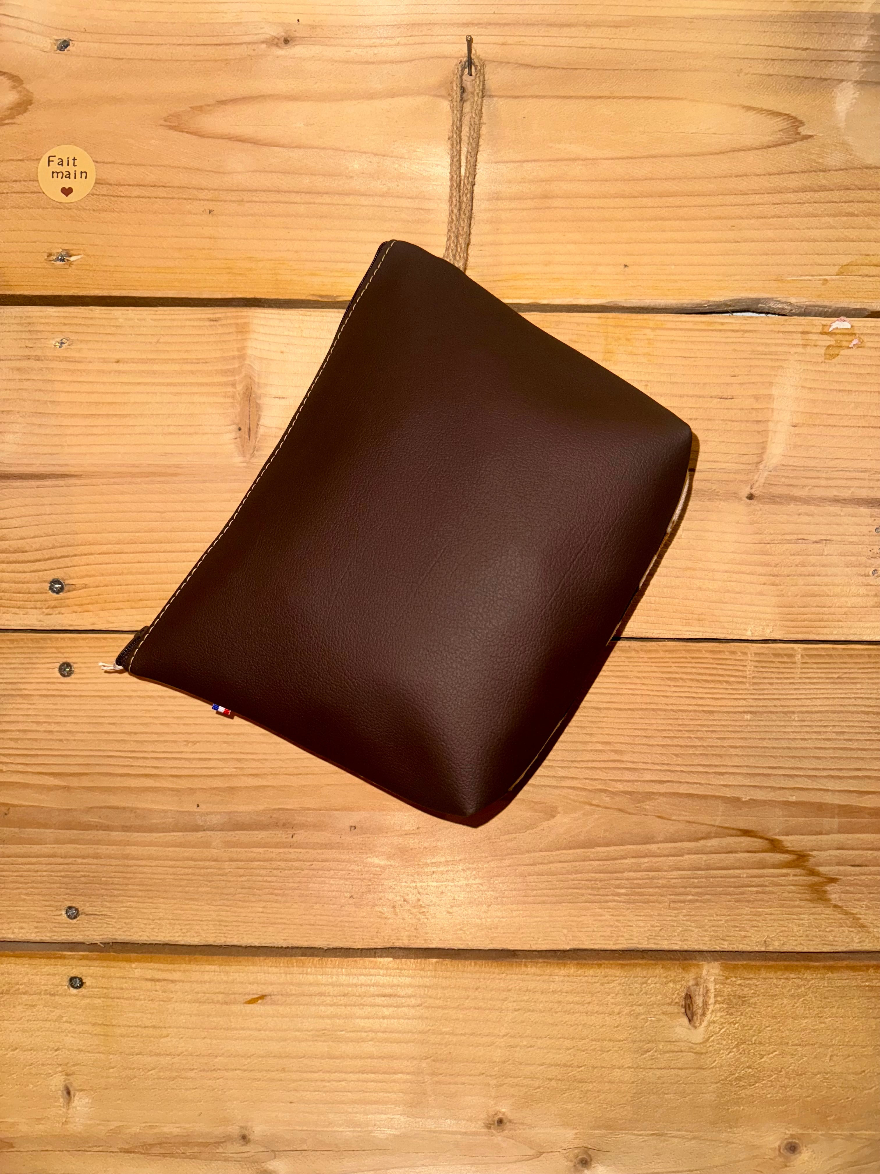 Pochette trapèze - tissu fourrure vache