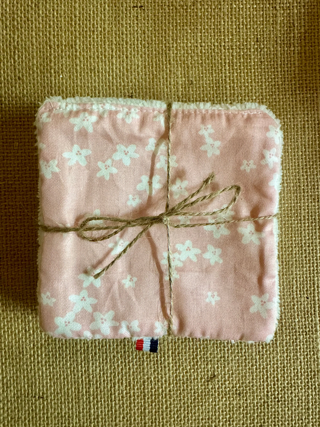 Cotons réutilisables en éponge bambou x4 Floral Rose Pâle